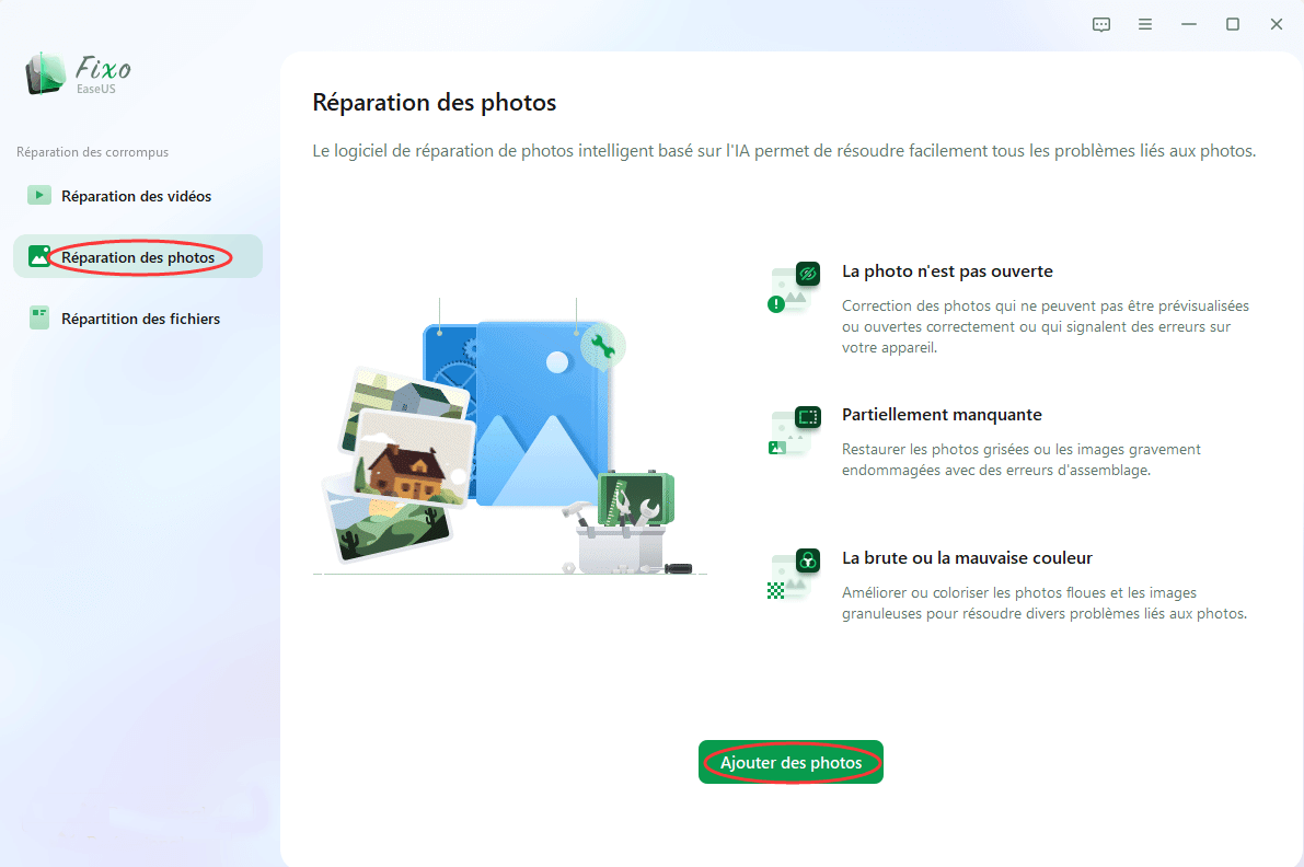ajouter des photos pour réparer des images avec Fixo